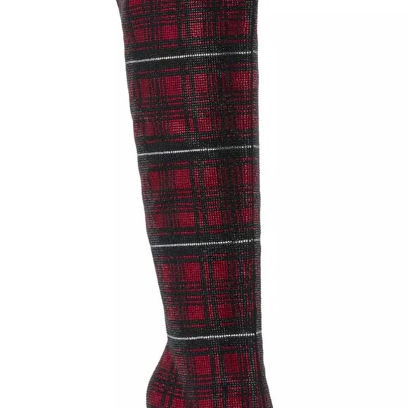 INC Womens Red Plaid Vented Back Goring Saveria  Stiletto Boots 6 M with GIFT - Picture 1 of 6